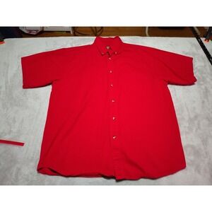 Blue Generation Shirt Men L Red Christmas Holiday Short Sleeve Cotton Twill
